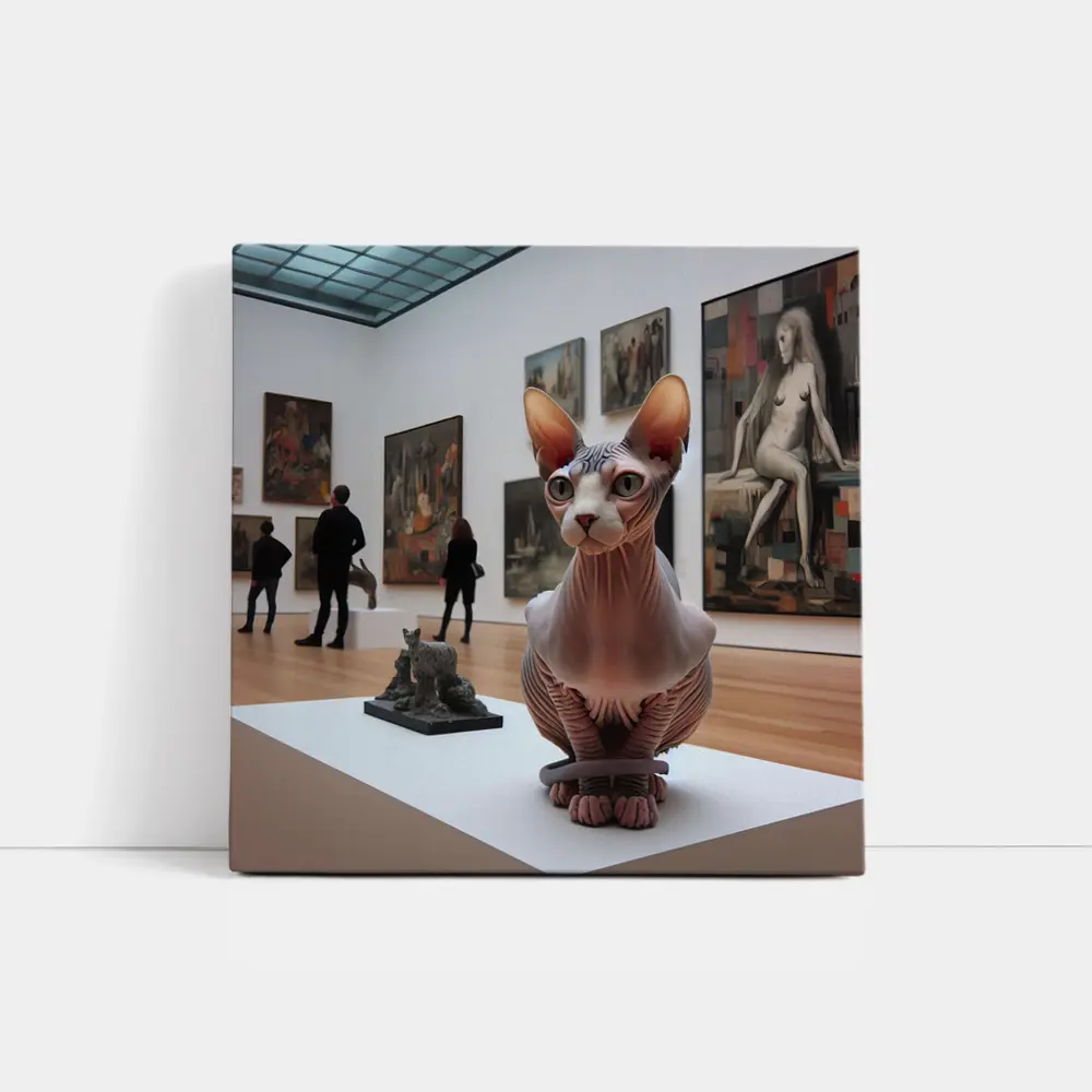 Sphynx Cat Sculpture Inside Art Gallery – Wall Art