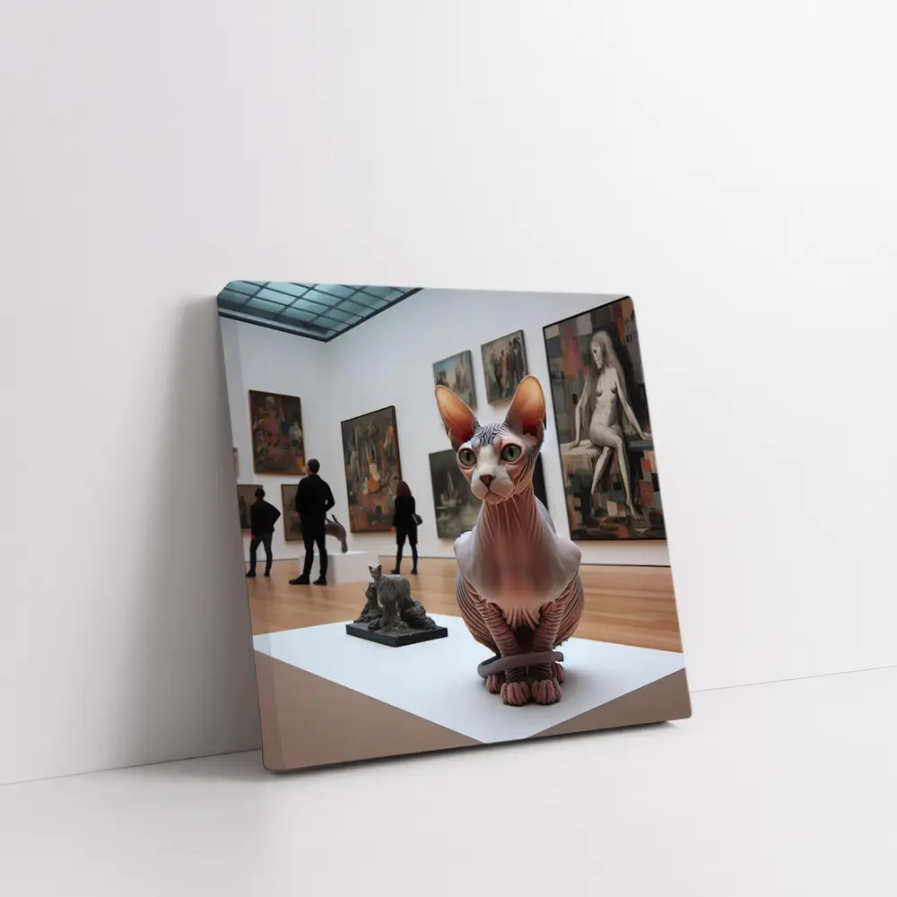 Sphynx Cat Sculpture Inside Art Gallery – Wall Art