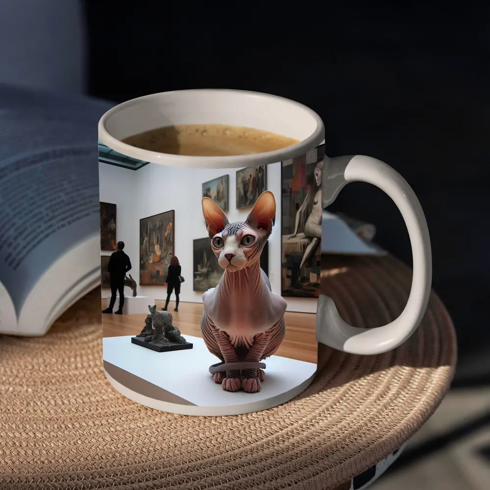 Sphynx Cat Sculpture Inside Art Gallery – Mugs