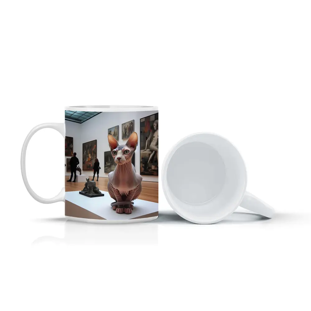 Sphynx Cat Sculpture Inside Art Gallery – Mugs