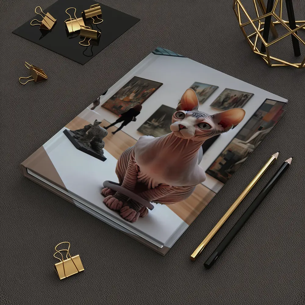 Sphynx Cat Sculpture Inside Art Gallery – Notebooks