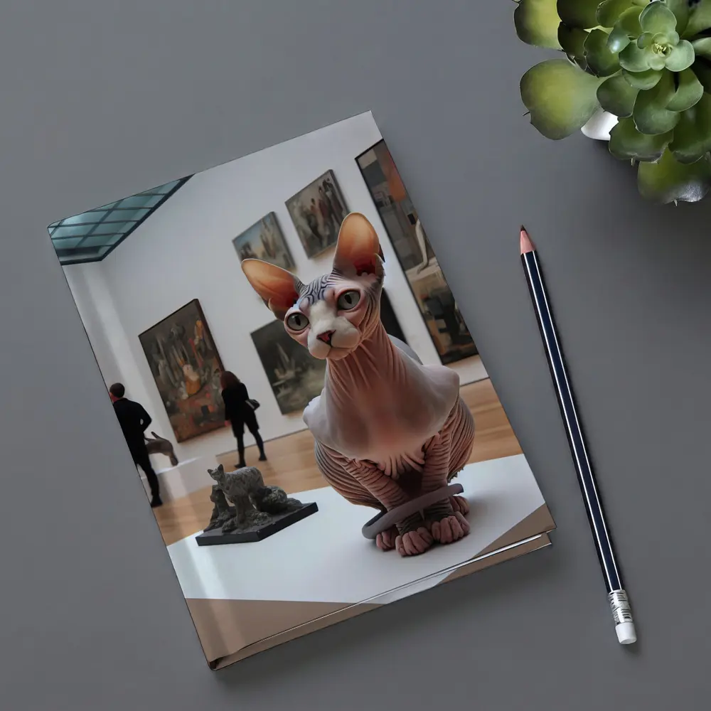 Sphynx Cat Sculpture Inside Art Gallery – Notebooks