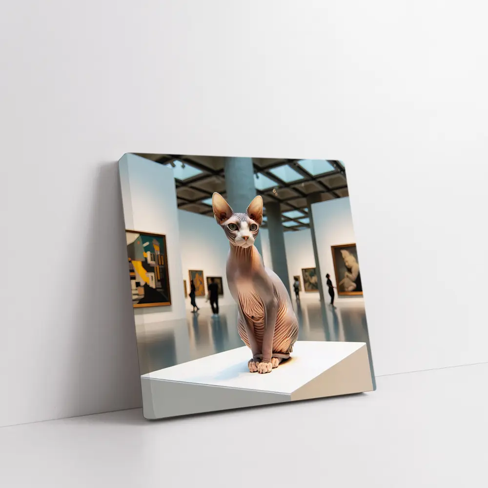 Sphynx Cat Sitting in Art Gallery – Wall Art