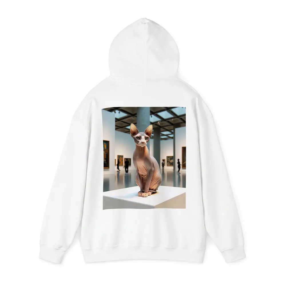 Sphynx Cat Sitting in Art Gallery – Hoodies