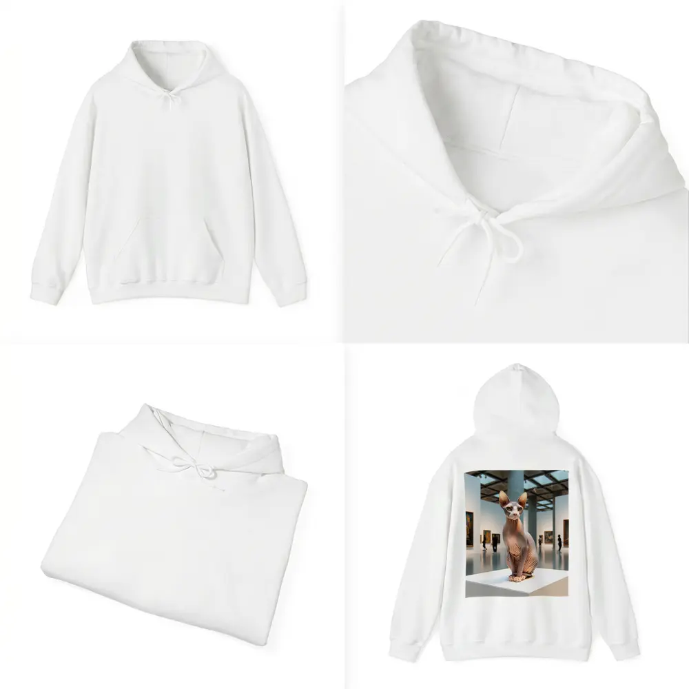 Sphynx Cat Sitting in Art Gallery – Hoodies