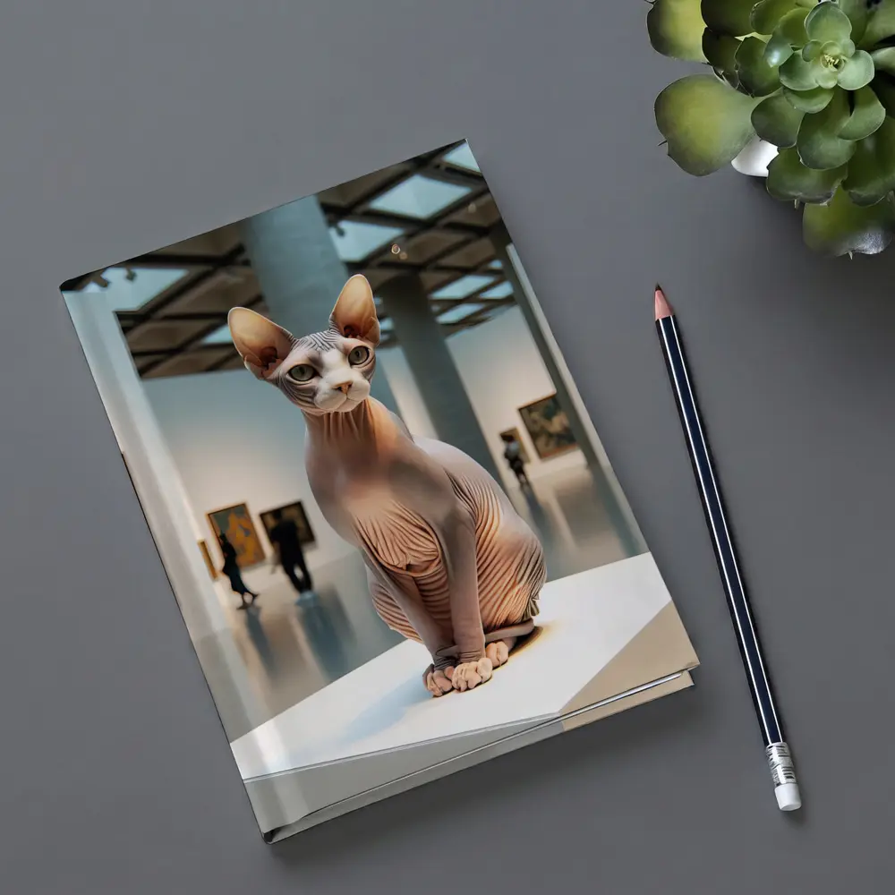 Sphynx Cat Sitting in Art Gallery – Notebooks