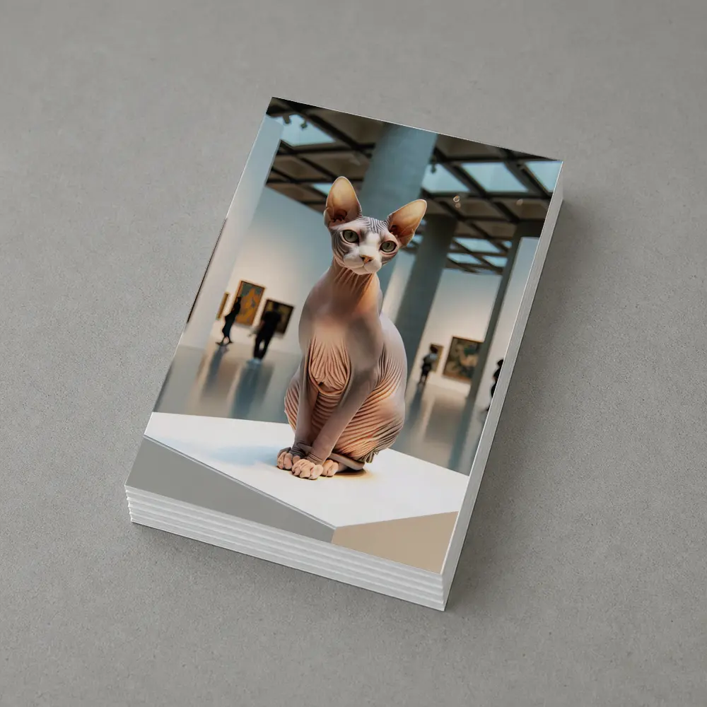 Sphynx Cat Sitting in Art Gallery – Postcards