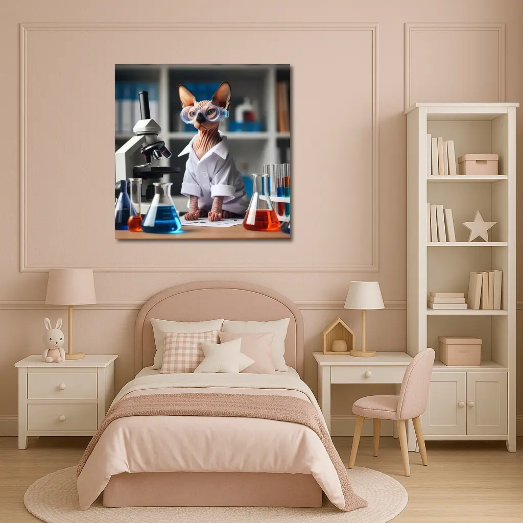 Sphynx Cat Scientist Lab Coat Laboratory – Wall Art