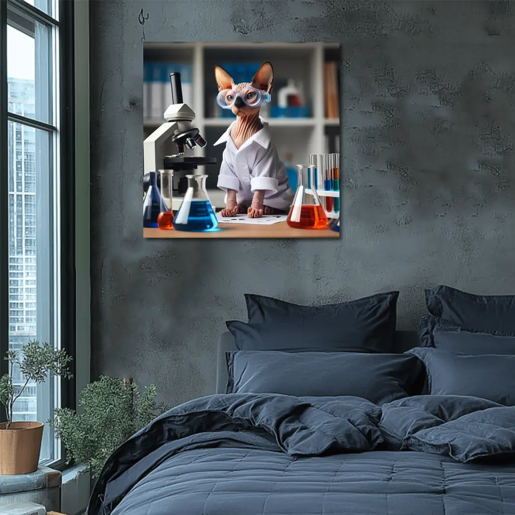 Sphynx Cat Scientist Lab Coat Laboratory – Wall Art