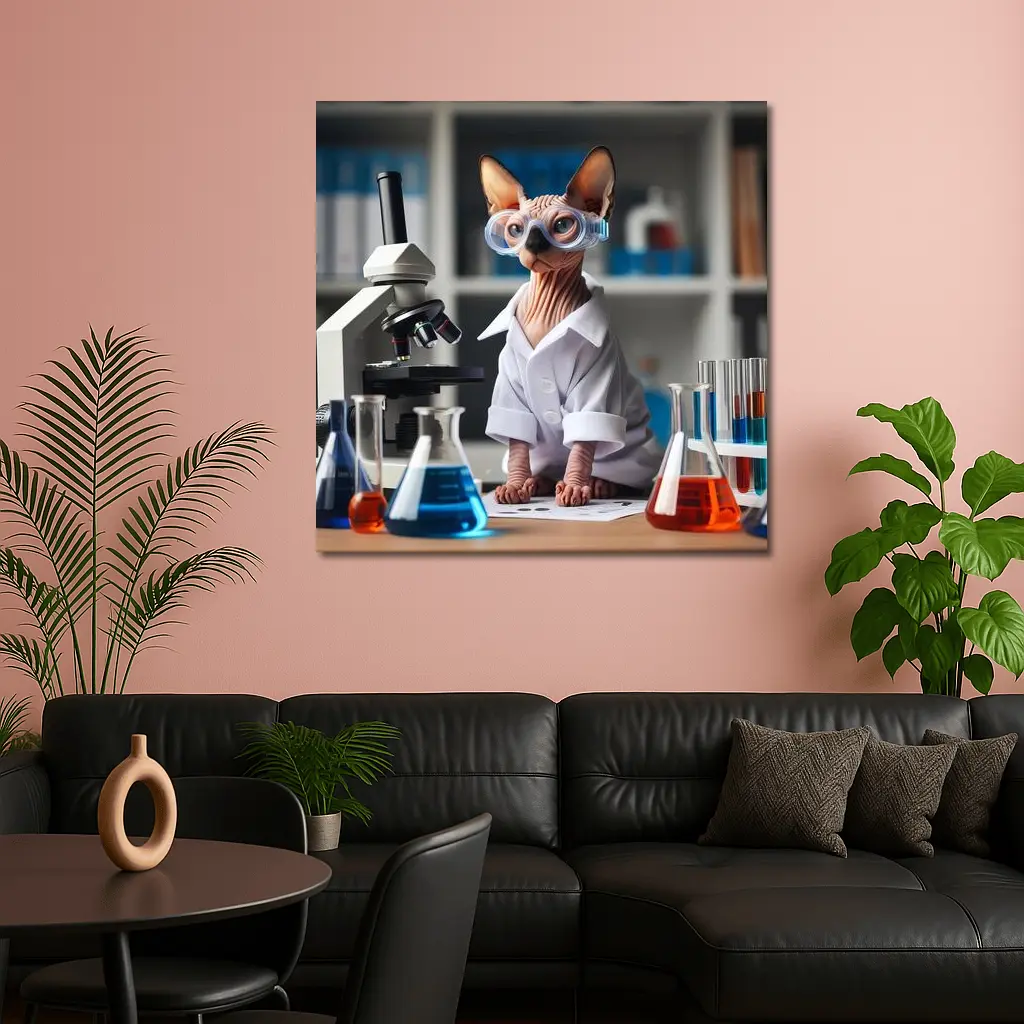 Sphynx Cat Scientist Lab Coat Laboratory – Wall Art