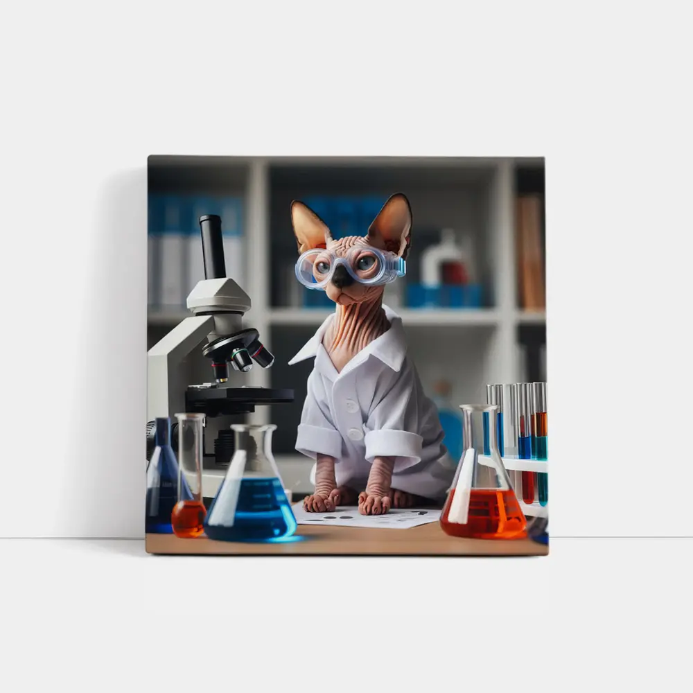 Sphynx Cat Scientist Lab Coat Laboratory – Wall Art