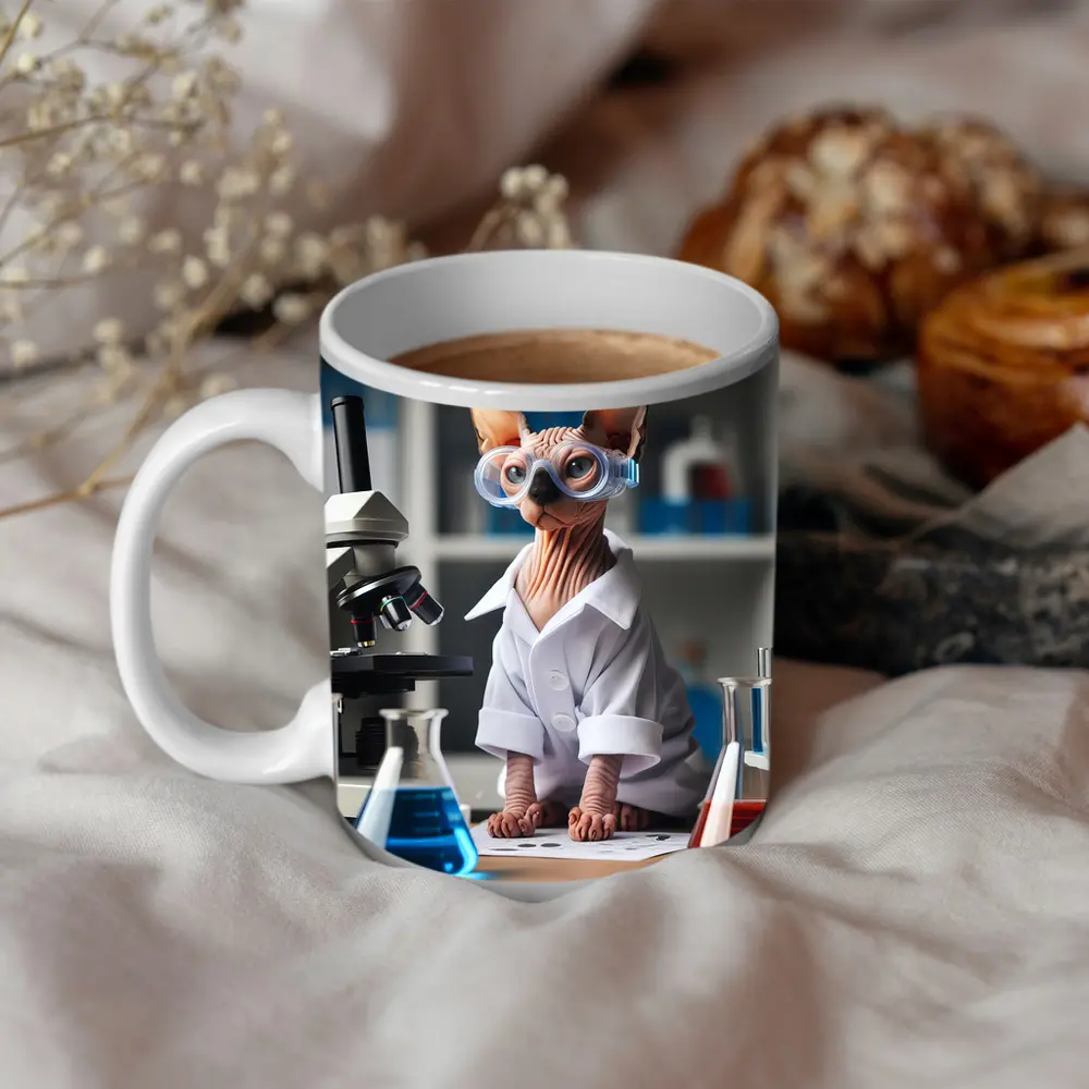 Sphynx Cat Scientist Lab Coat Laboratory – Mugs