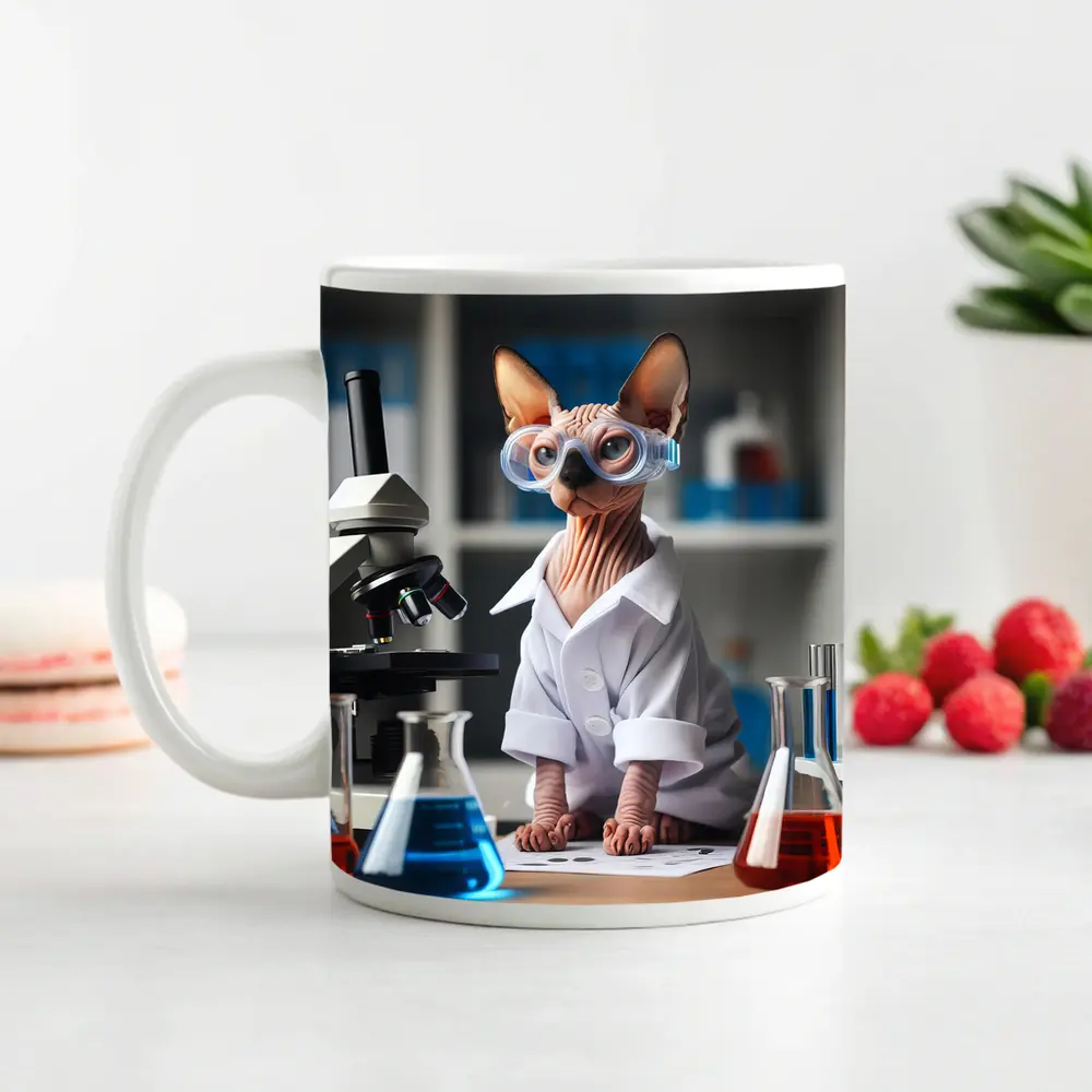 Sphynx Cat Scientist Lab Coat Laboratory – Mugs