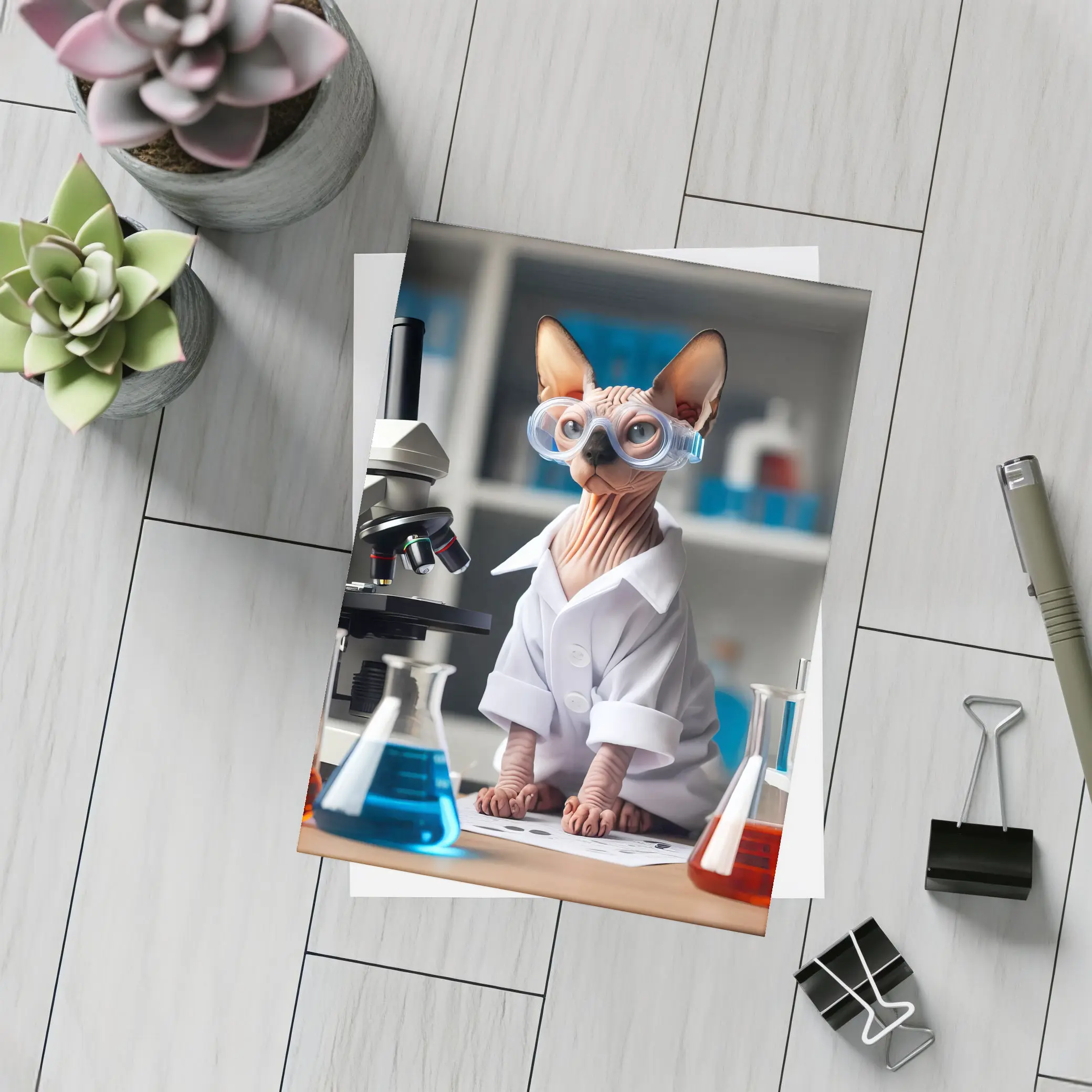 Sphynx Cat Scientist Lab Coat Laboratory – Postcards