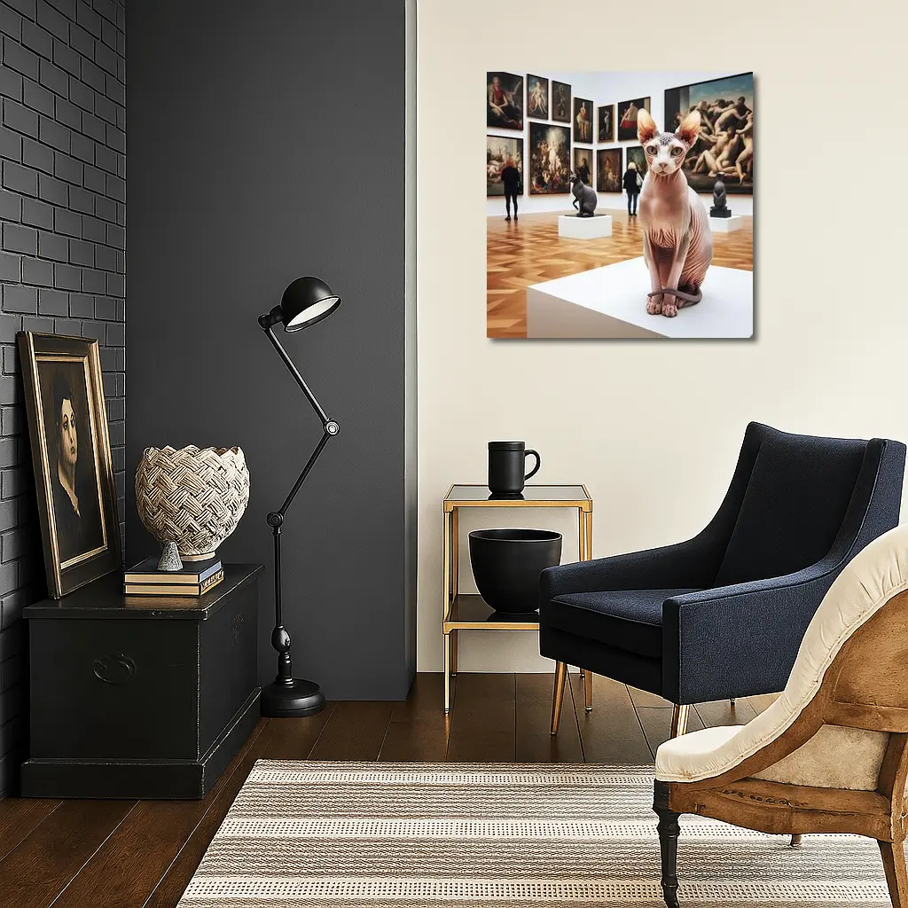 Sphynx Cat Sitting In Art Gallery – Wall Art