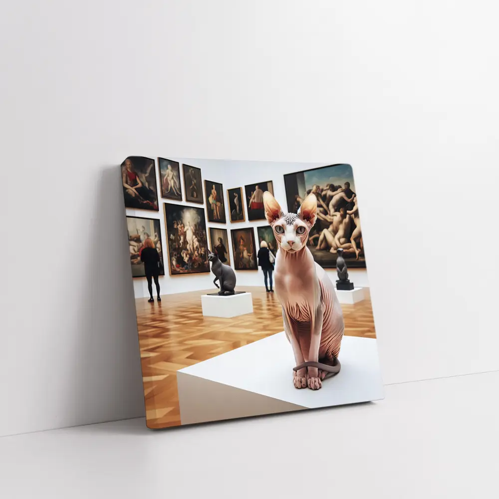 Sphynx Cat Sitting In Art Gallery – Wall Art