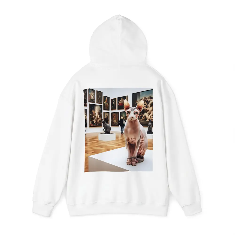Sphynx Cat Sitting In Art Gallery – Hoodies