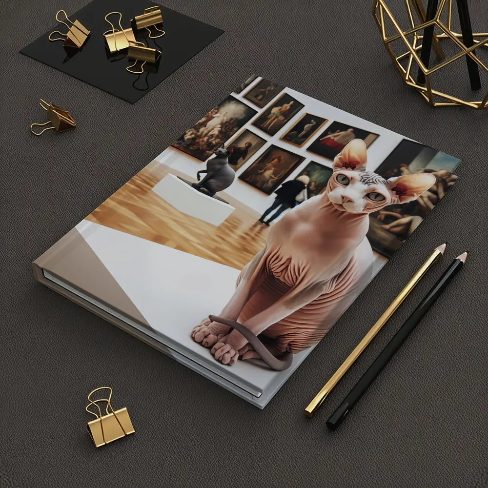 Sphynx Cat Sitting In Art Gallery – Notebooks