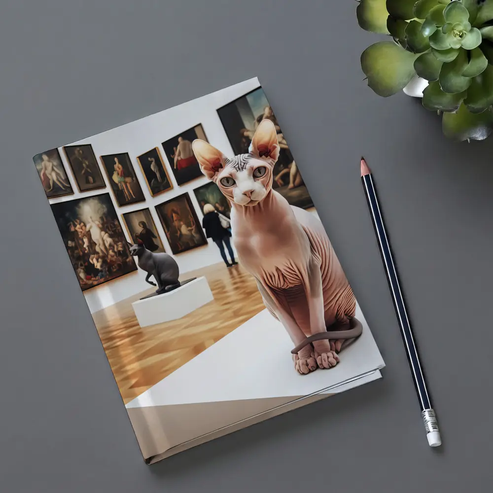 Sphynx Cat Sitting In Art Gallery – Notebooks