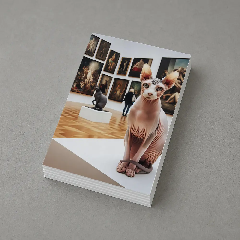 Sphynx Cat Sitting In Art Gallery – Postcards