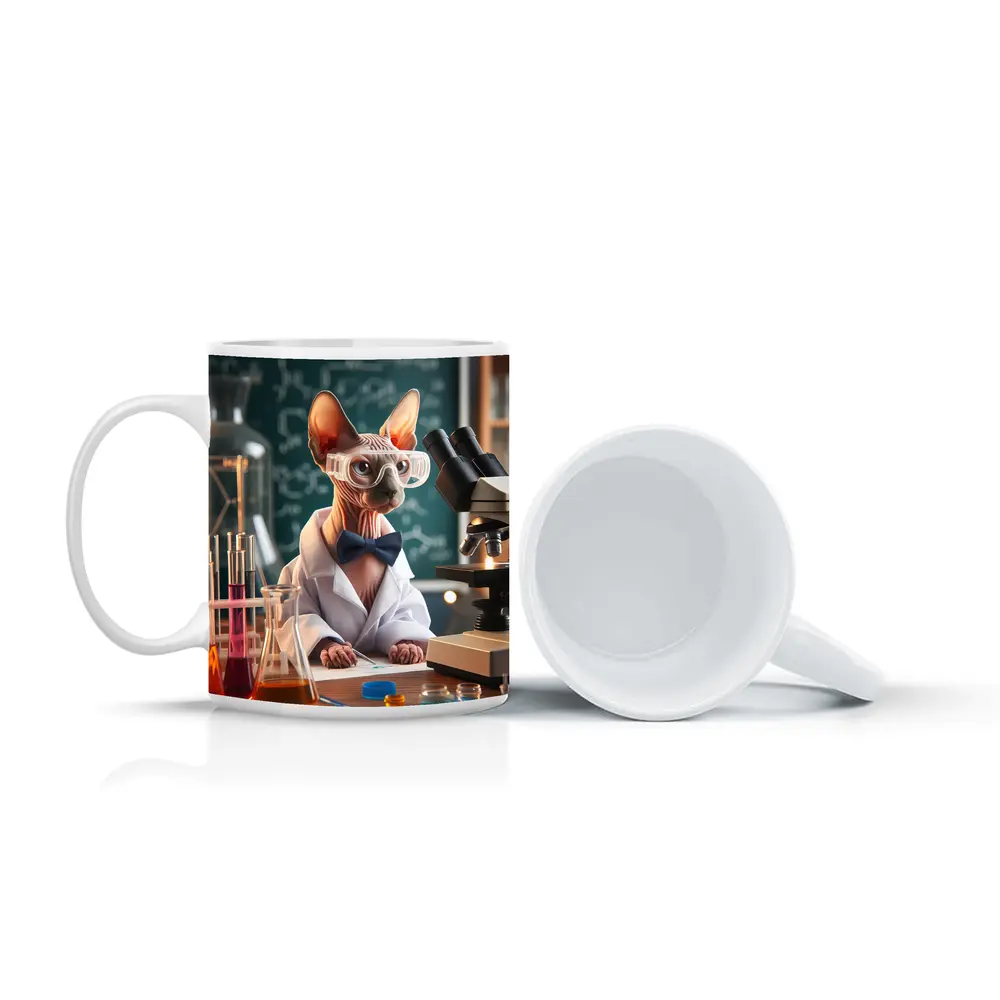Sphynx Cat Scientist Laboratory Funny Portrait – Mugs