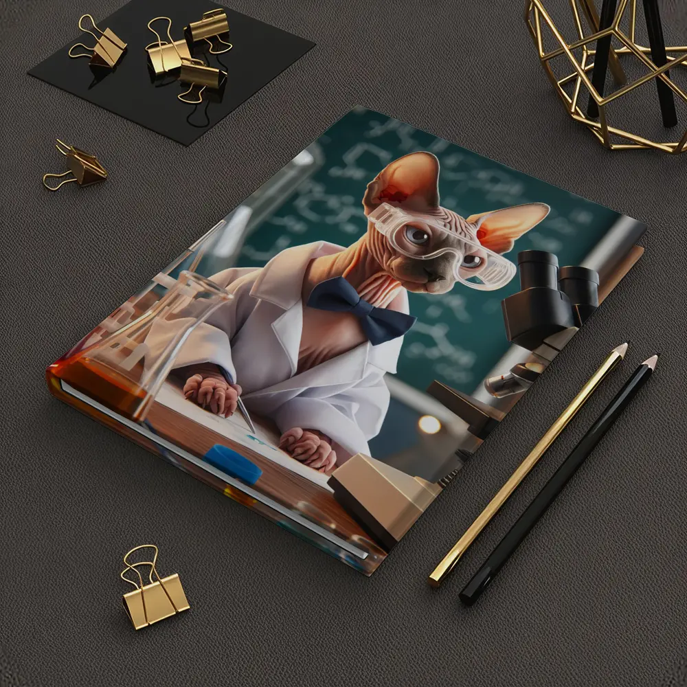 Sphynx Cat Scientist Laboratory Funny Portrait – Notebooks
