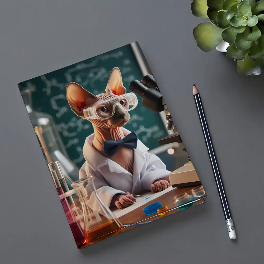 Sphynx Cat Scientist Laboratory Funny Portrait – Notebooks