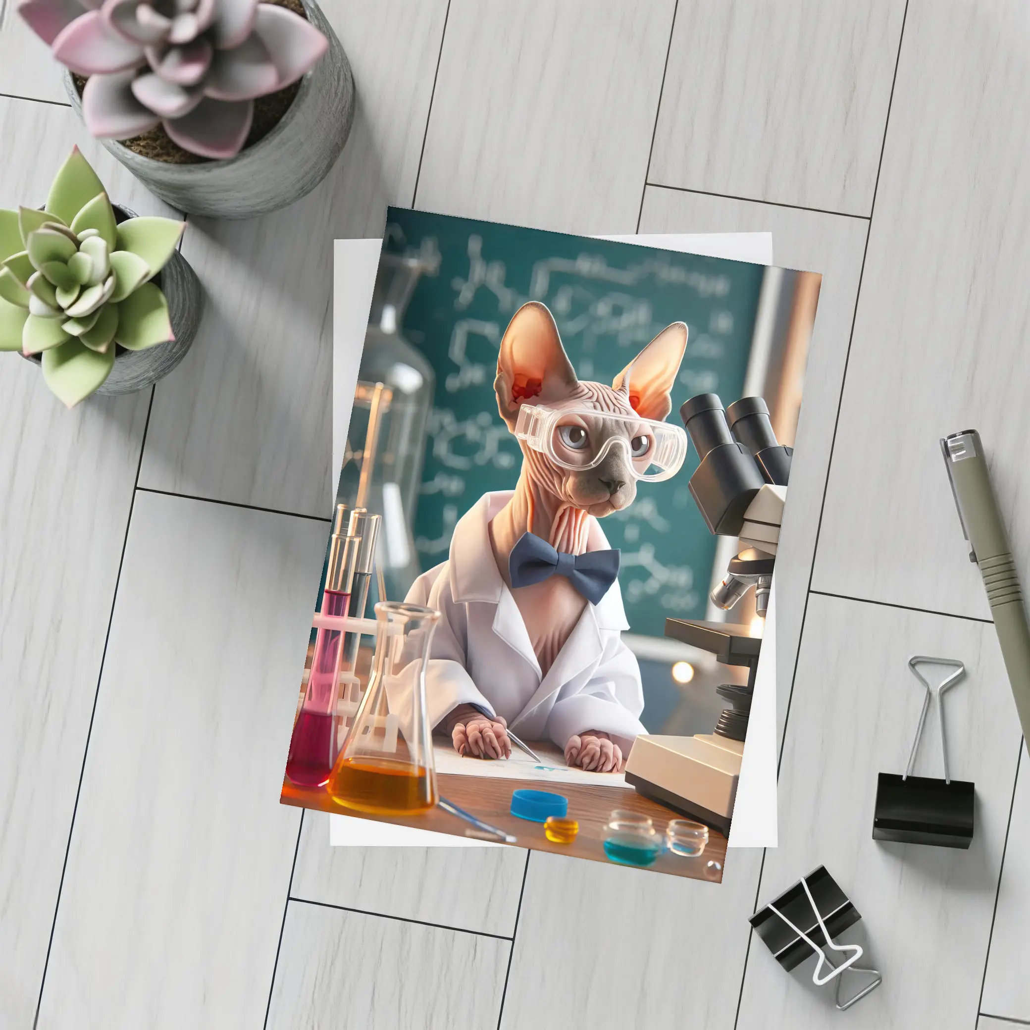 Sphynx Cat Scientist Laboratory Funny Portrait – Postcards