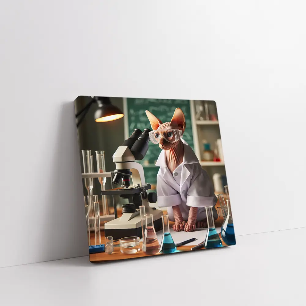 Sphynx Cat Scientist In Laboratory Setting – Wall Art