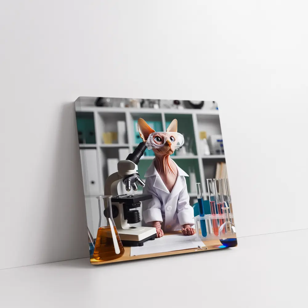 Sphynx Cat Scientist Laboratory Microscope Art – Wall Art