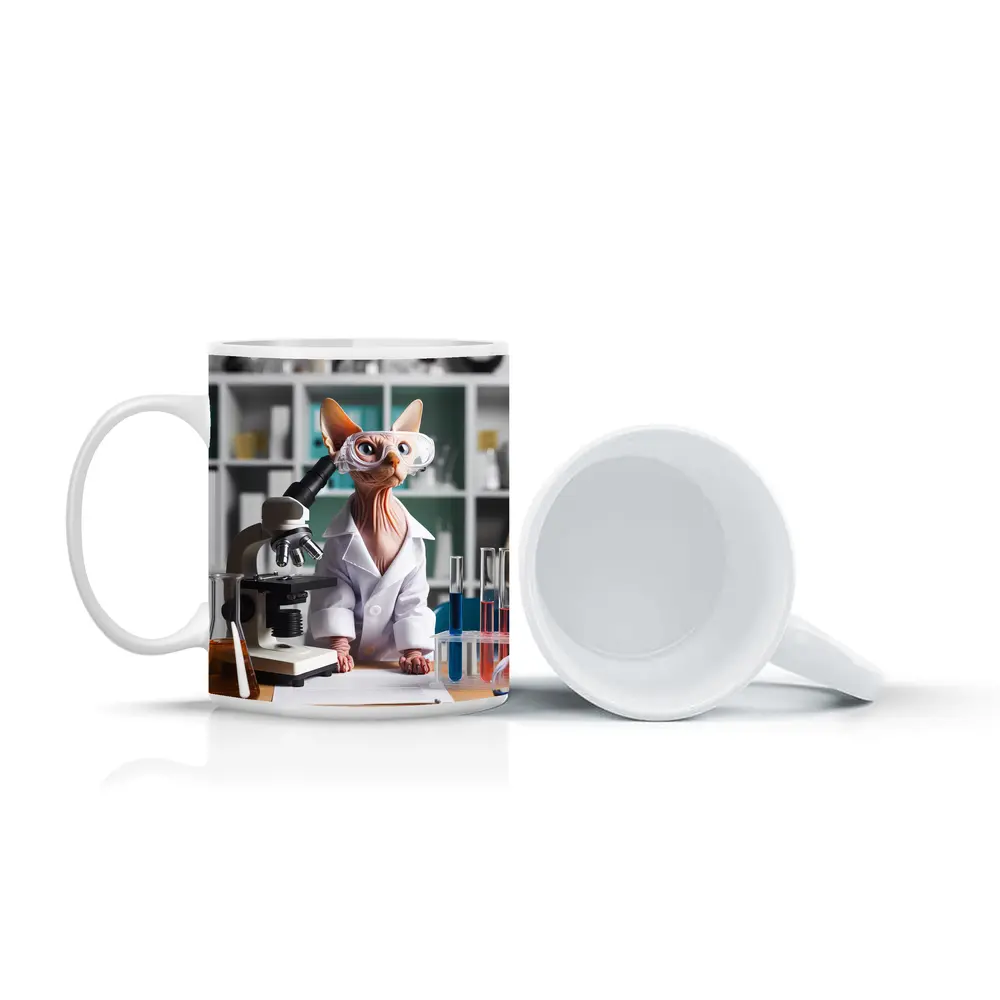 Sphynx Cat Scientist Laboratory Microscope Art – Mugs