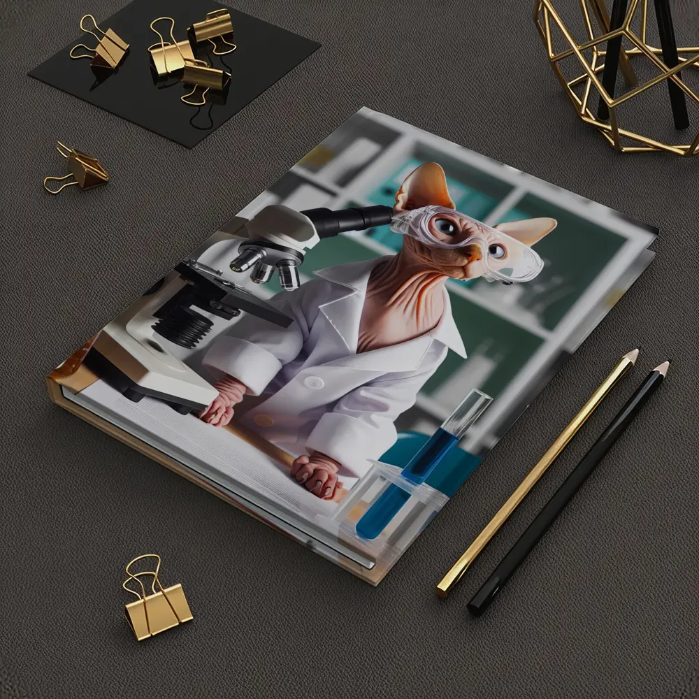 Sphynx Cat Scientist Laboratory Microscope Art – Notebooks