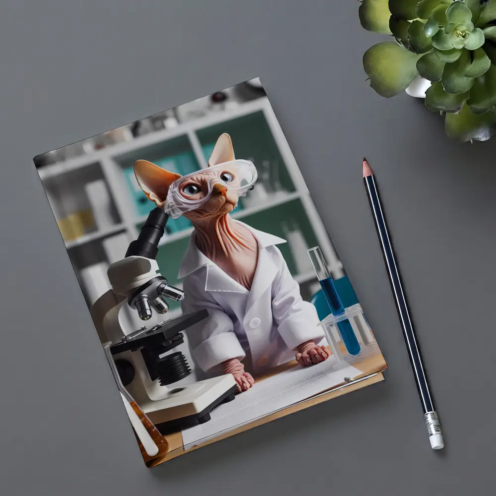 Sphynx Cat Scientist Laboratory Microscope Art – Notebooks