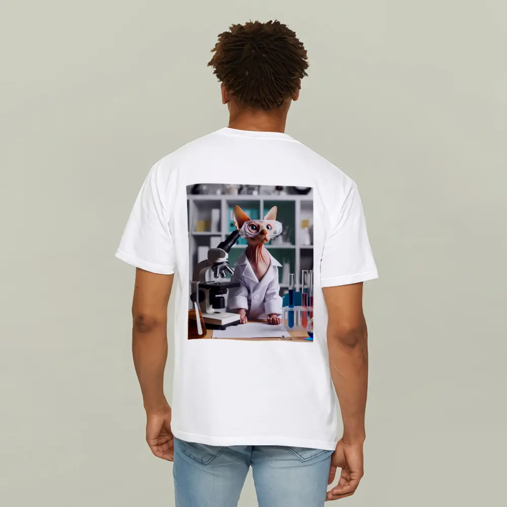 Sphynx Cat Scientist Laboratory Microscope Art – T-Shirts