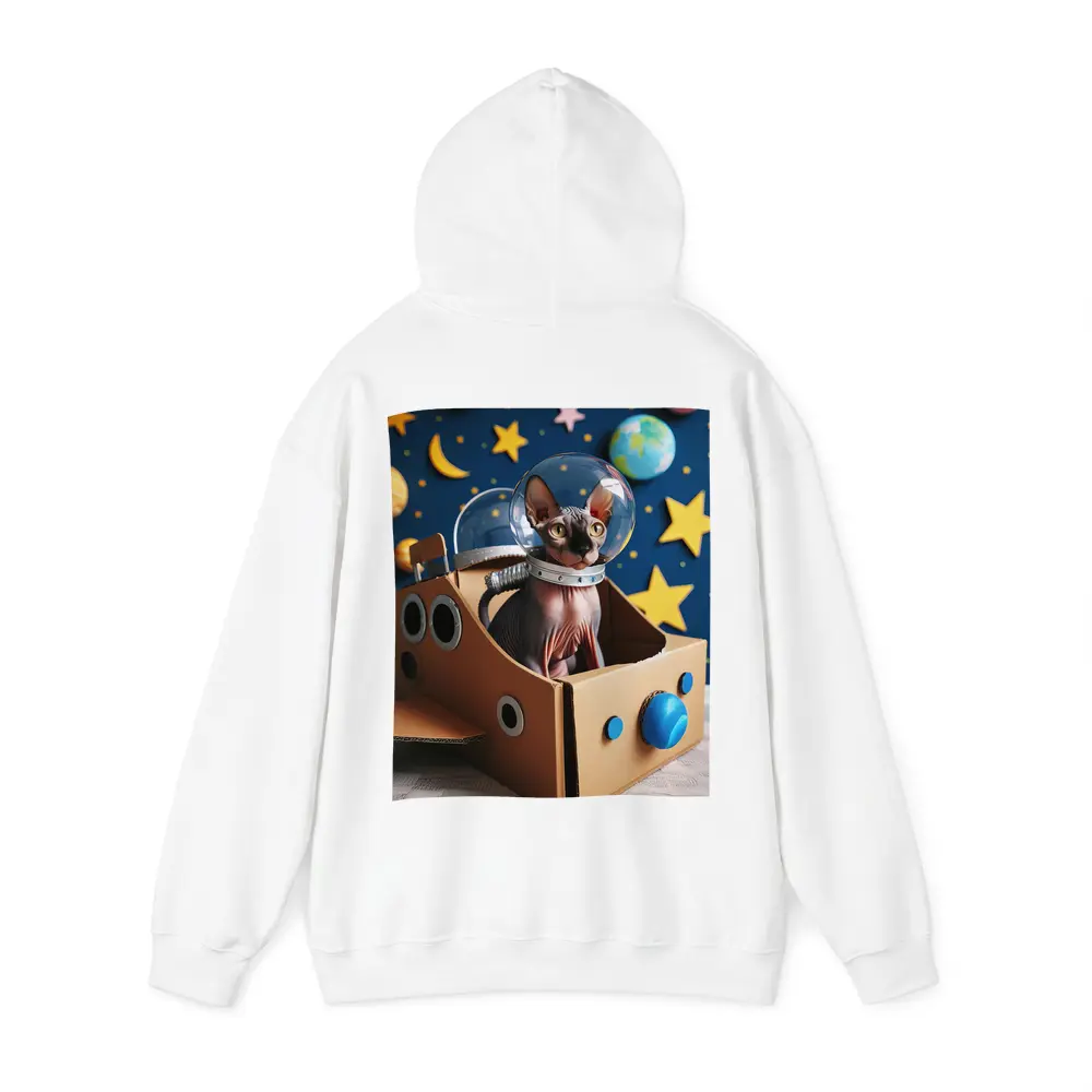 Sphynx Cat Astronaut Cardboard Rocket Space – Hoodies