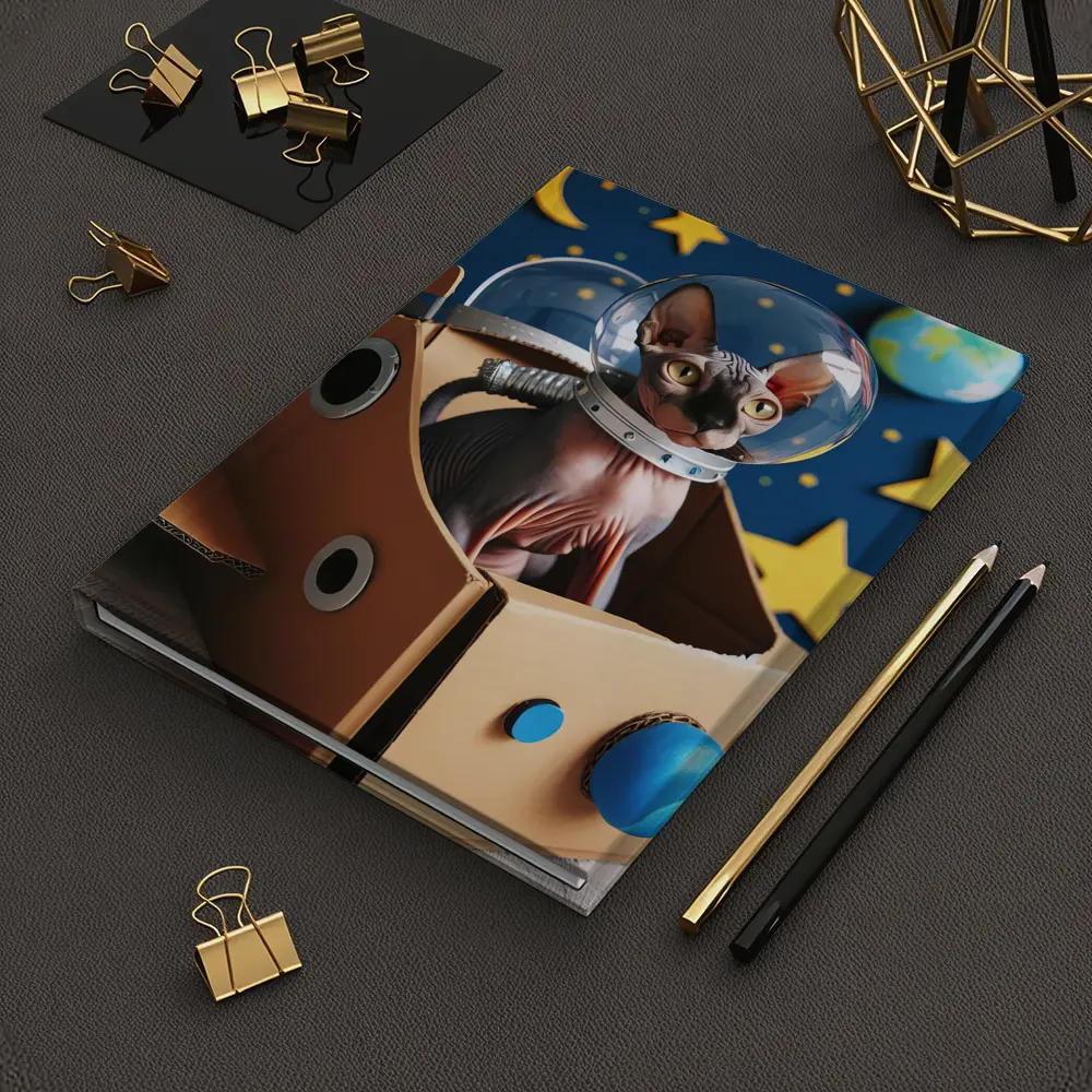 Sphynx Cat Astronaut Cardboard Rocket Space – Notebooks
