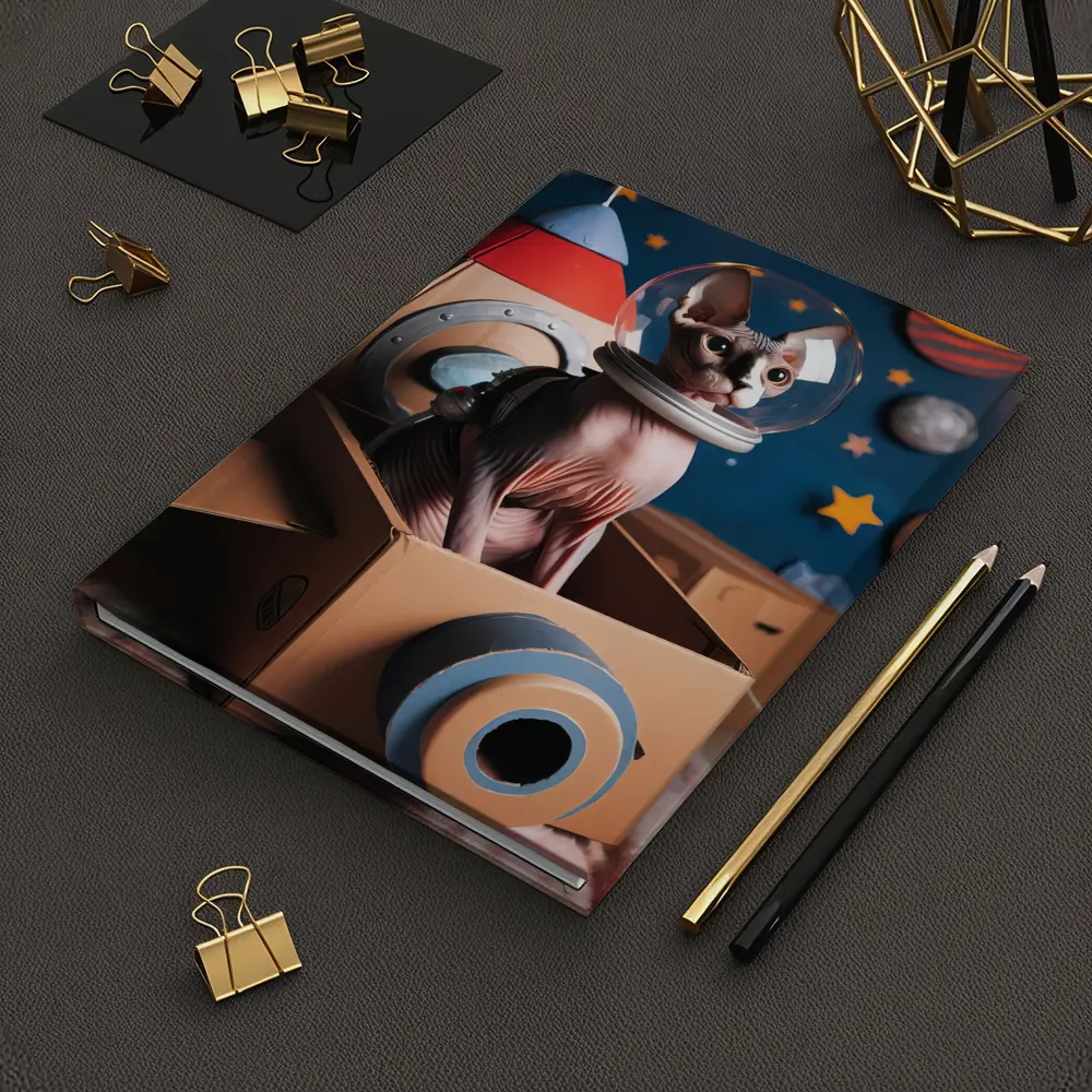 Sphynx Cat Astronaut Cardboard Rocket Space – Notebooks