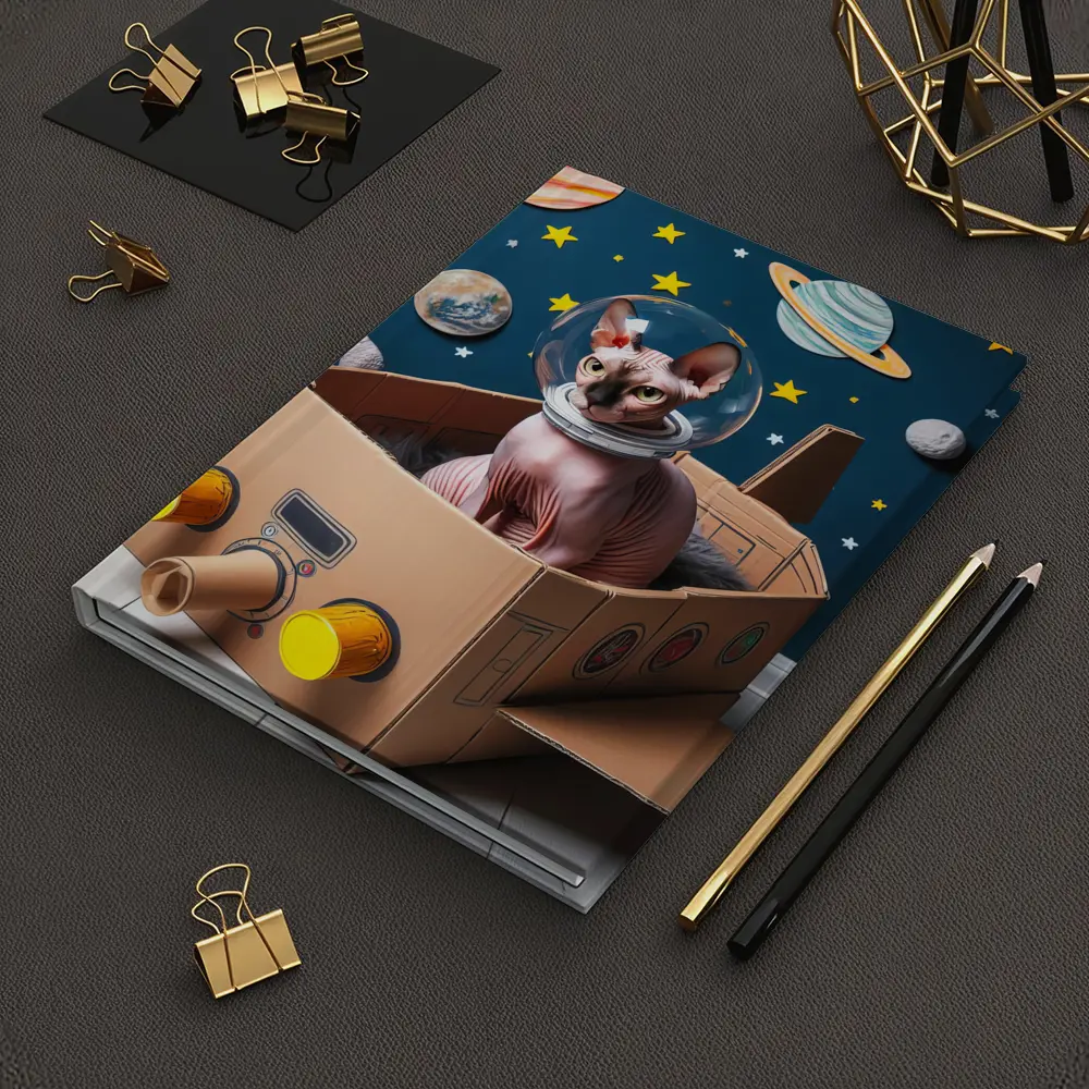 Sphynx Cat Astronaut Cardboard Rocket Space – Notebooks