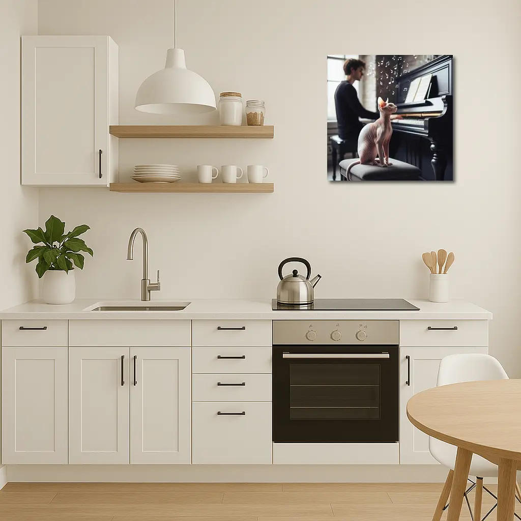 Sphynx Cat Listening to Piano Music – Wall Art