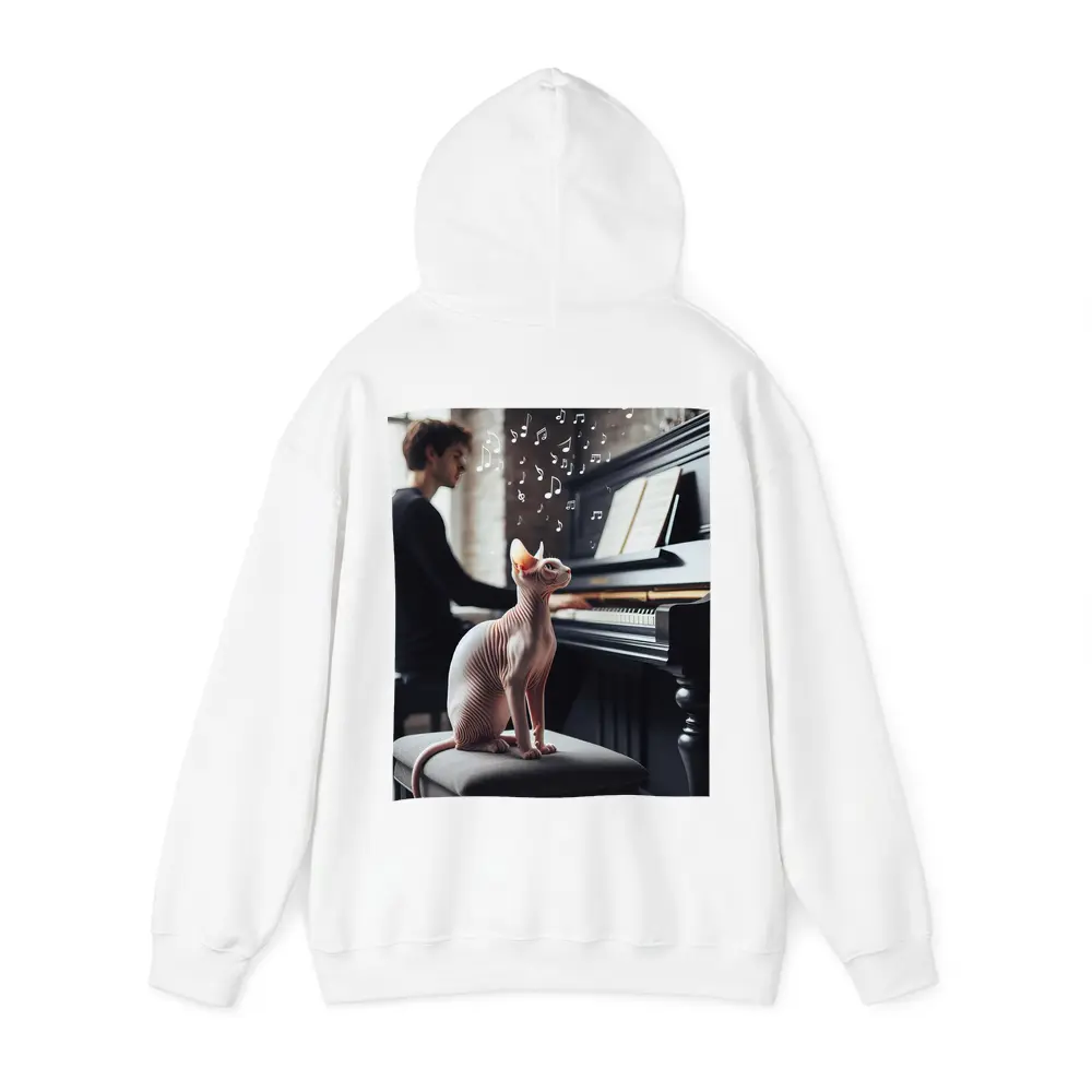 Sphynx Cat Listening to Piano Music – Hoodies