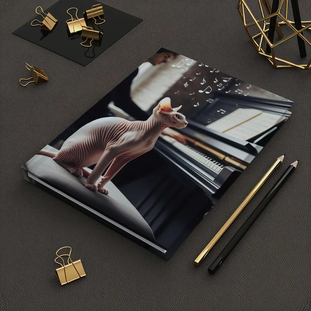 Sphynx Cat Listening to Piano Music – Notebooks