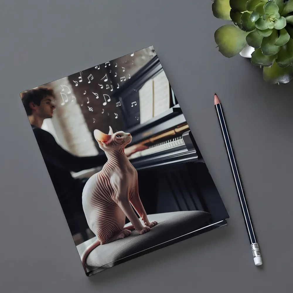 Sphynx Cat Listening to Piano Music – Notebooks