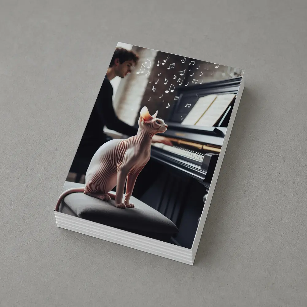 Sphynx Cat Listening to Piano Music – Postcards