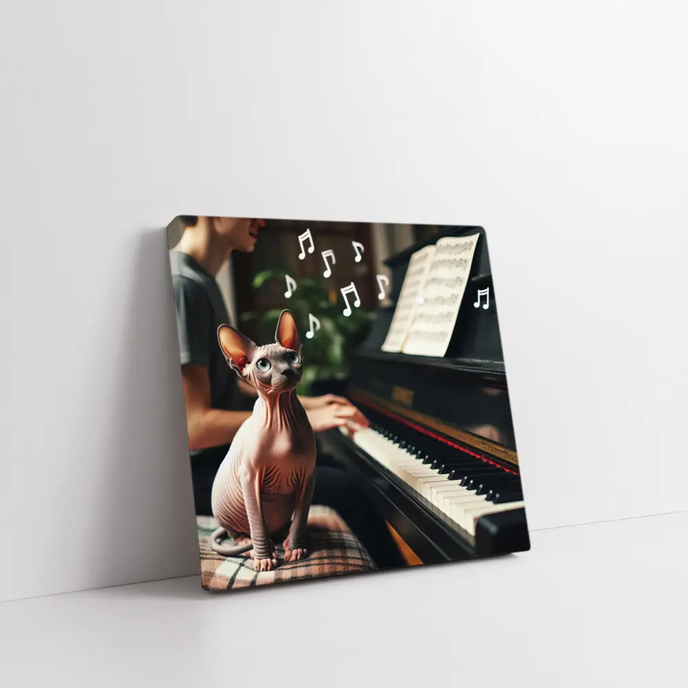 Sphynx Cat Listening To Piano Music – Wall Art