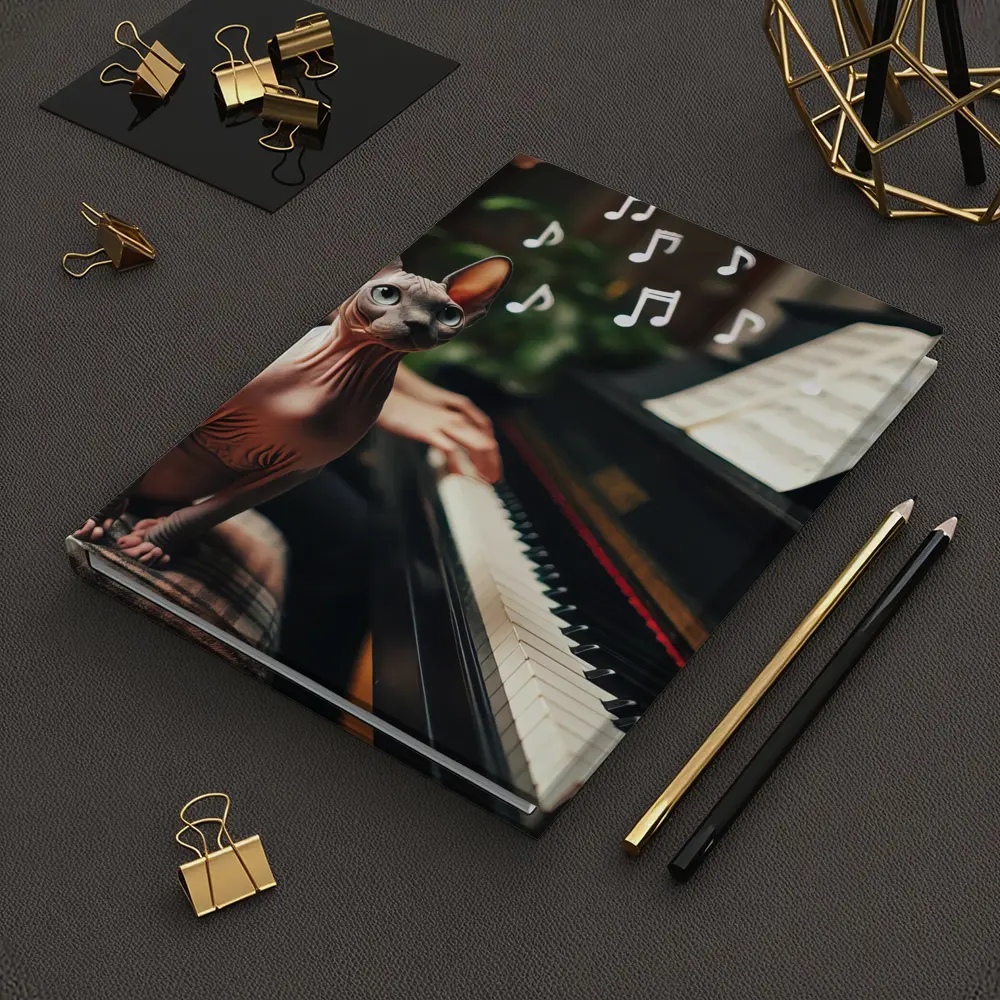 Sphynx Cat Listening To Piano Music – Notebooks
