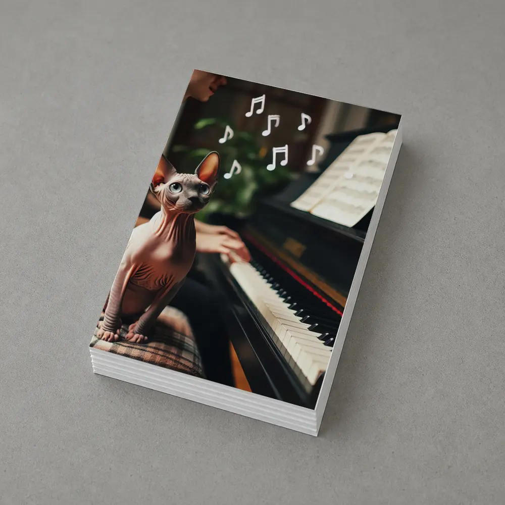 Sphynx Cat Listening To Piano Music – Postcards