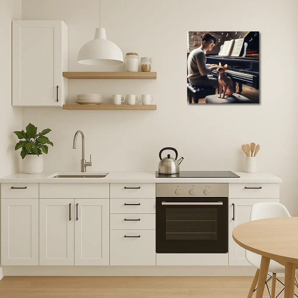 Sphynx Cat Listening To Piano Music – Wall Art