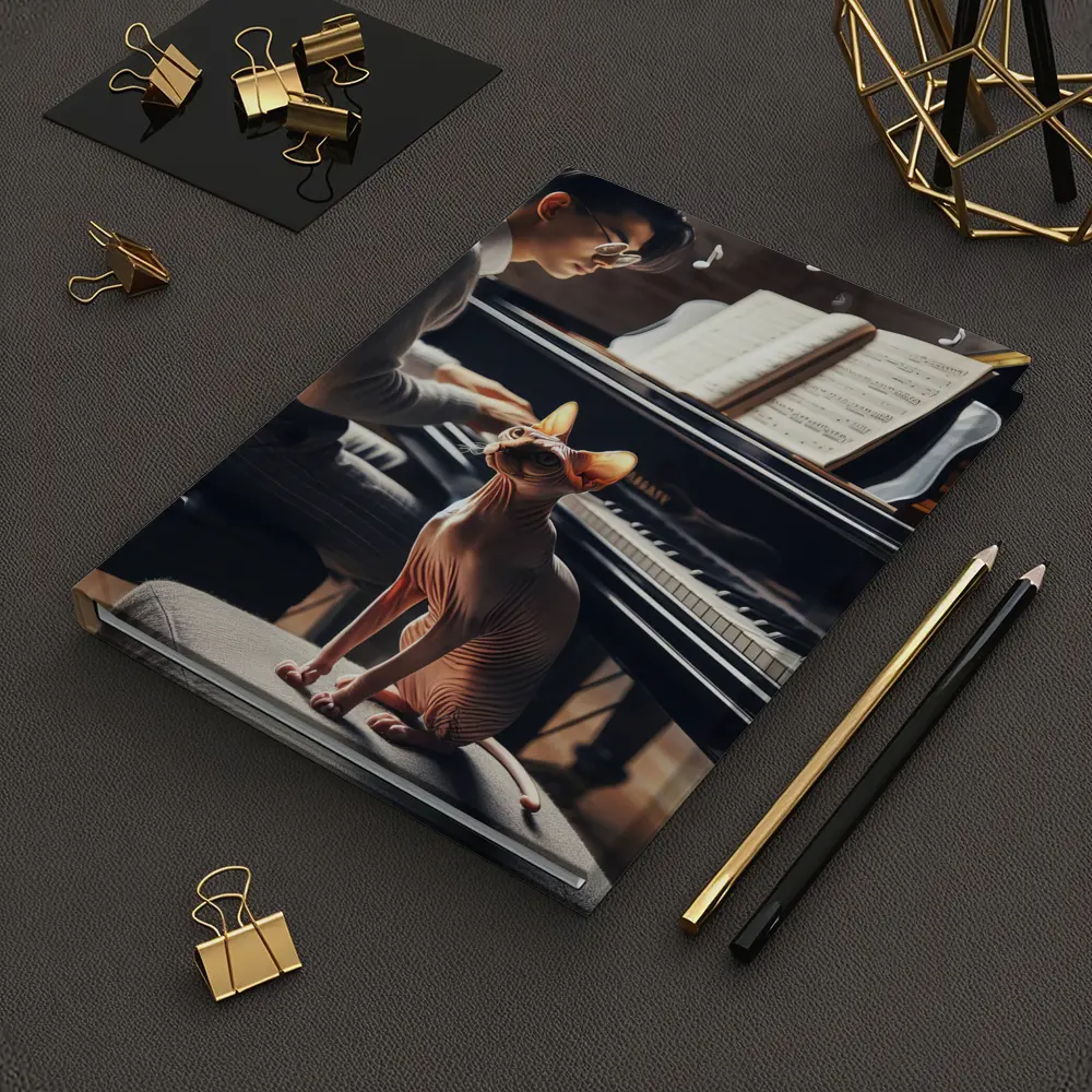 Sphynx Cat Listening To Piano Music – Notebooks
