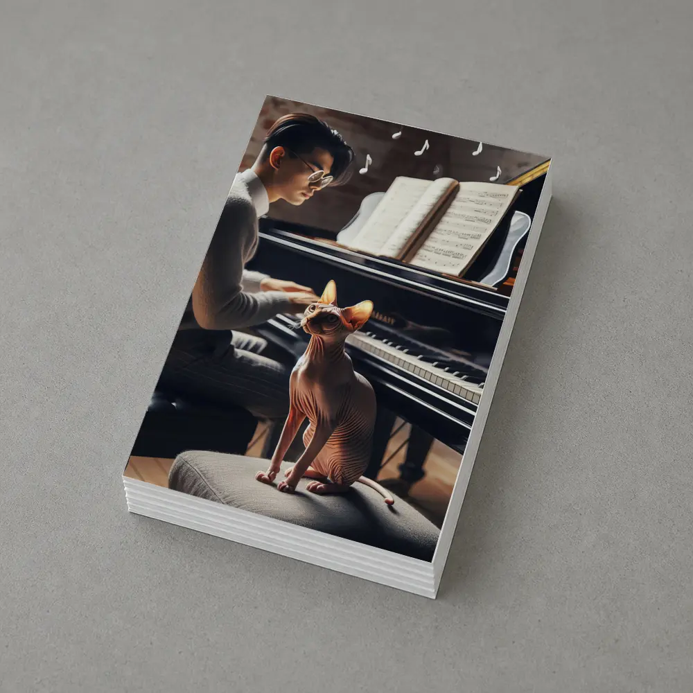 Sphynx Cat Listening To Piano Music – Postcards