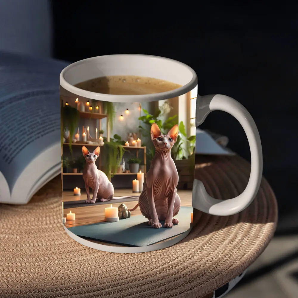 Sphynx Cats Relaxing in Cozy Yoga Studio – Mugs
